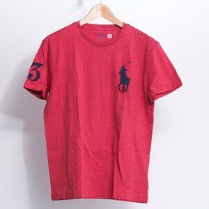 NWOT Polo Ralph Lauren BIG PONY Logo #3 on Sleeve Red Crewneck T Shirt, Small